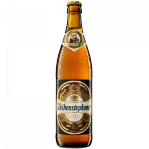 Bouteille de bière allemande Blonde Weizenbock de la brasserie WEIHENSTEPHAN VITUS fut Oktoberfest Munich